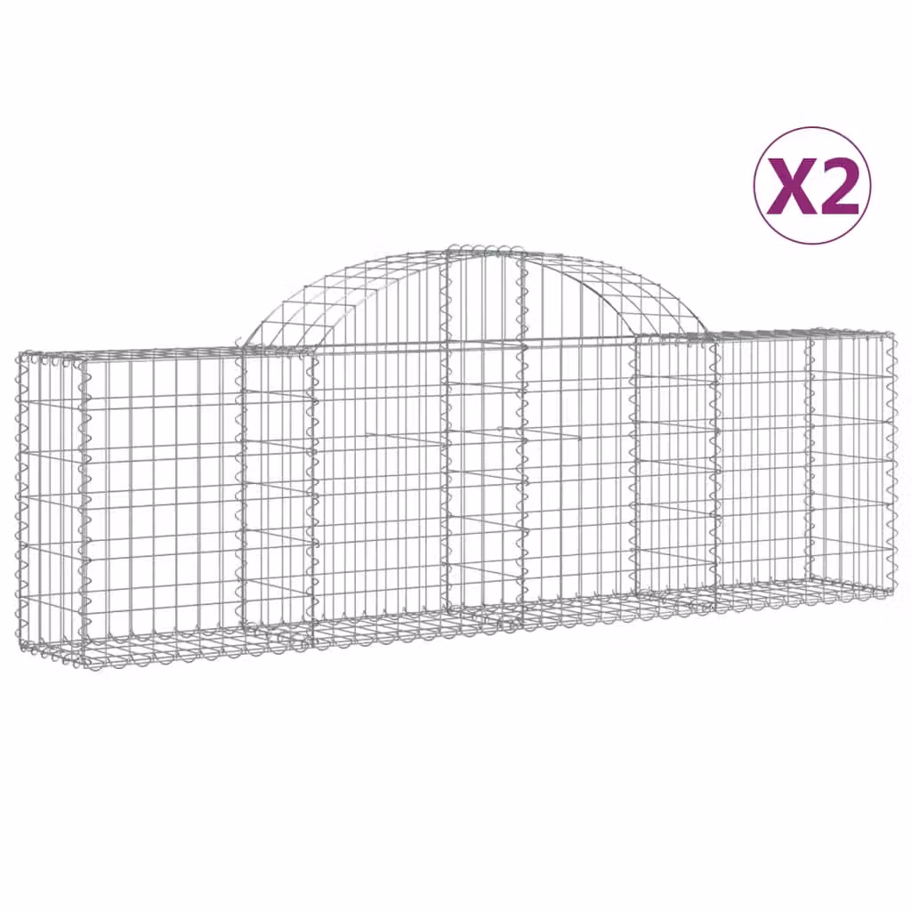 Cesti Gabbioni ad Arco 2 pz 200x30x60/80 cm Ferro Zincato