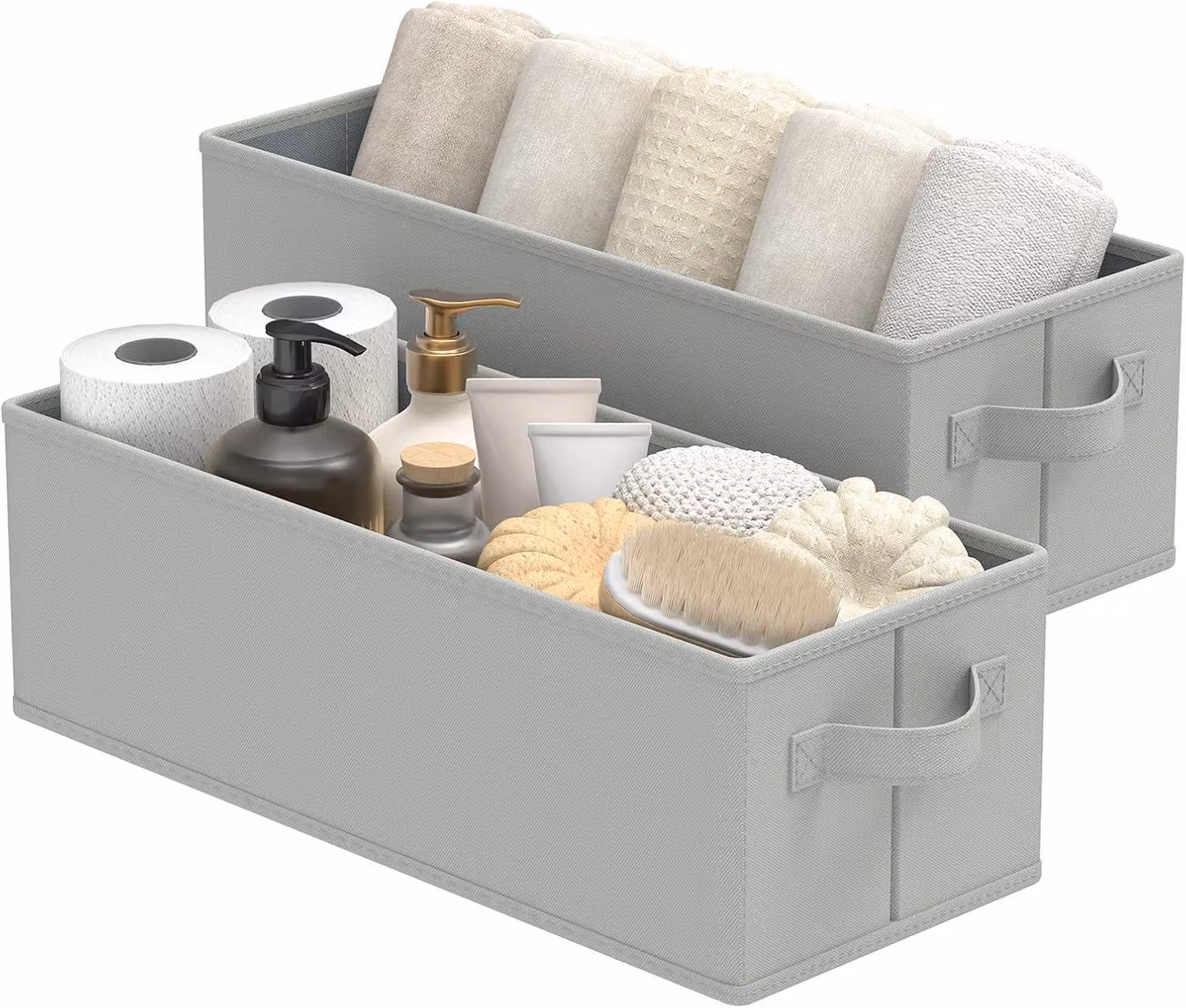 Contenitori pieghevoli in tessuto, confezione da 2, dimensioni 38 x 15,5 x 13 cm, ideali per armadi