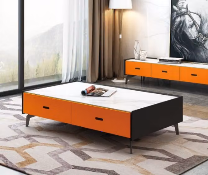 Italienische Stil Möbel Couchtisch Glas Tische Designer Tisch Wohnzimmer Orange
