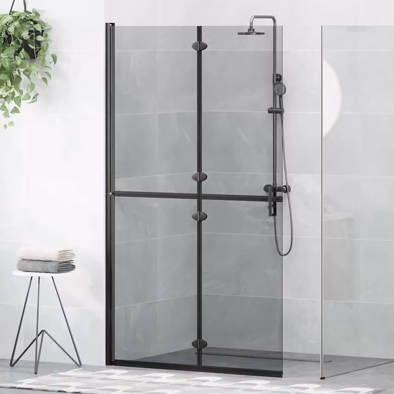 Parete doccia walk-in vidaXL in vetro rettangolare nero L: 110 cm, P: 6,5 cm, H: 190 cm