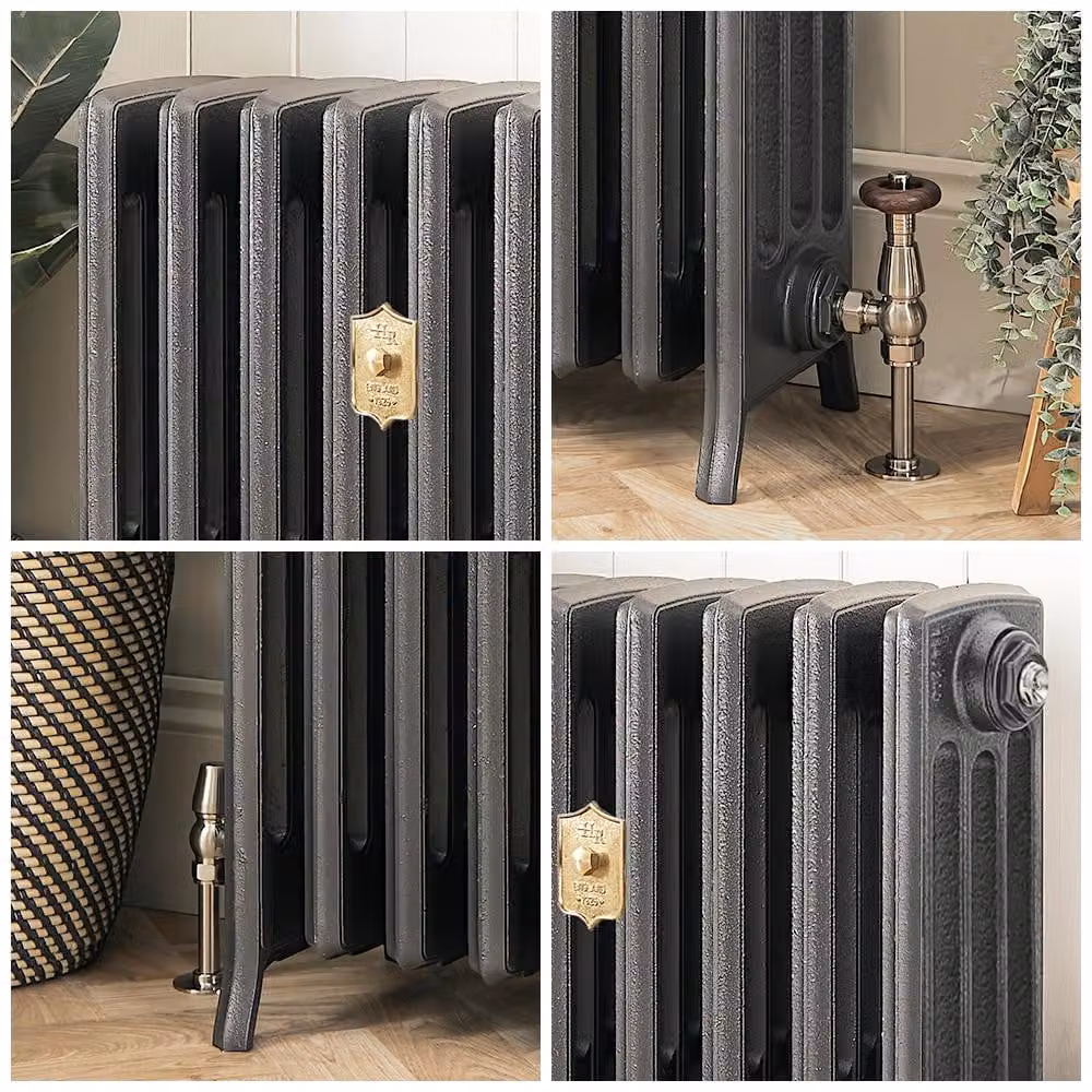 Radiatore in Ghisa - 4 Colonne - 660mm Altezza - Argento Antico - Scelta di Dimensioni - Isabel