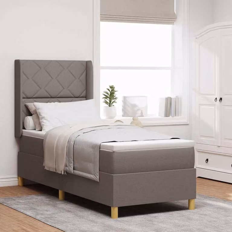 Maison Exclusive - Letto boxspring con strisce luminose a LED, color taupe, 80 x 200 cm, rivestimento in tessuto