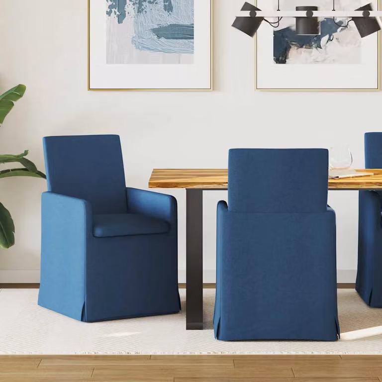 Set di 2 sedie da pranzo vidaXL in tessuto blu per cucina e sala da pranzo L/P/H: 57 x 68 x 94 cm
