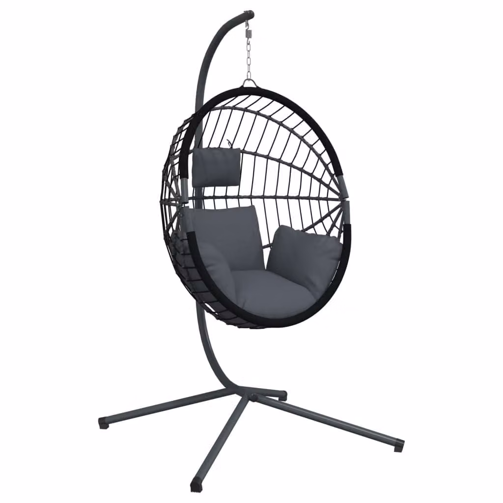 Sedia a Uovo Sospesa con Supporto Antracite Polyrattan/Acciaio