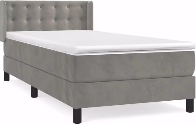 Letto singolo | Letto per adulti | Giroletto a Molle con Materasso Grigio Chiaro 80x200 cm Velluto