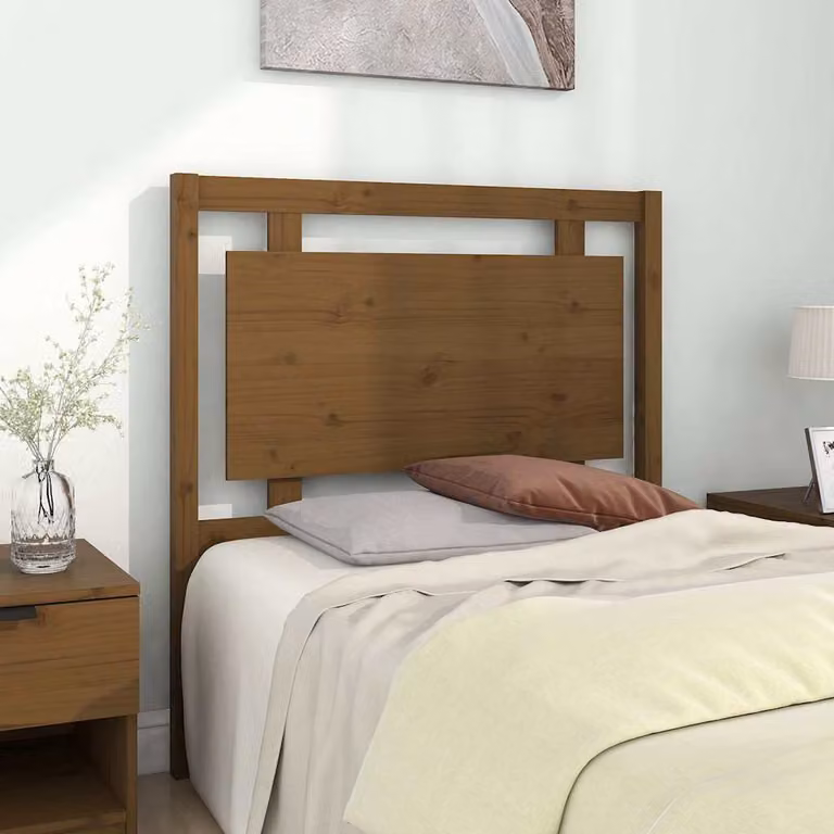 Testiera per letto vidaXL in legno massello di pino, colore marrone, L 95,5 x P 4 x H 100 cm