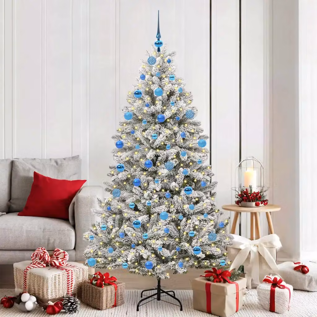 Albero di Natale artificiale verde vidaXL con 300 LED bianco caldo e struttura in metallo e PVC