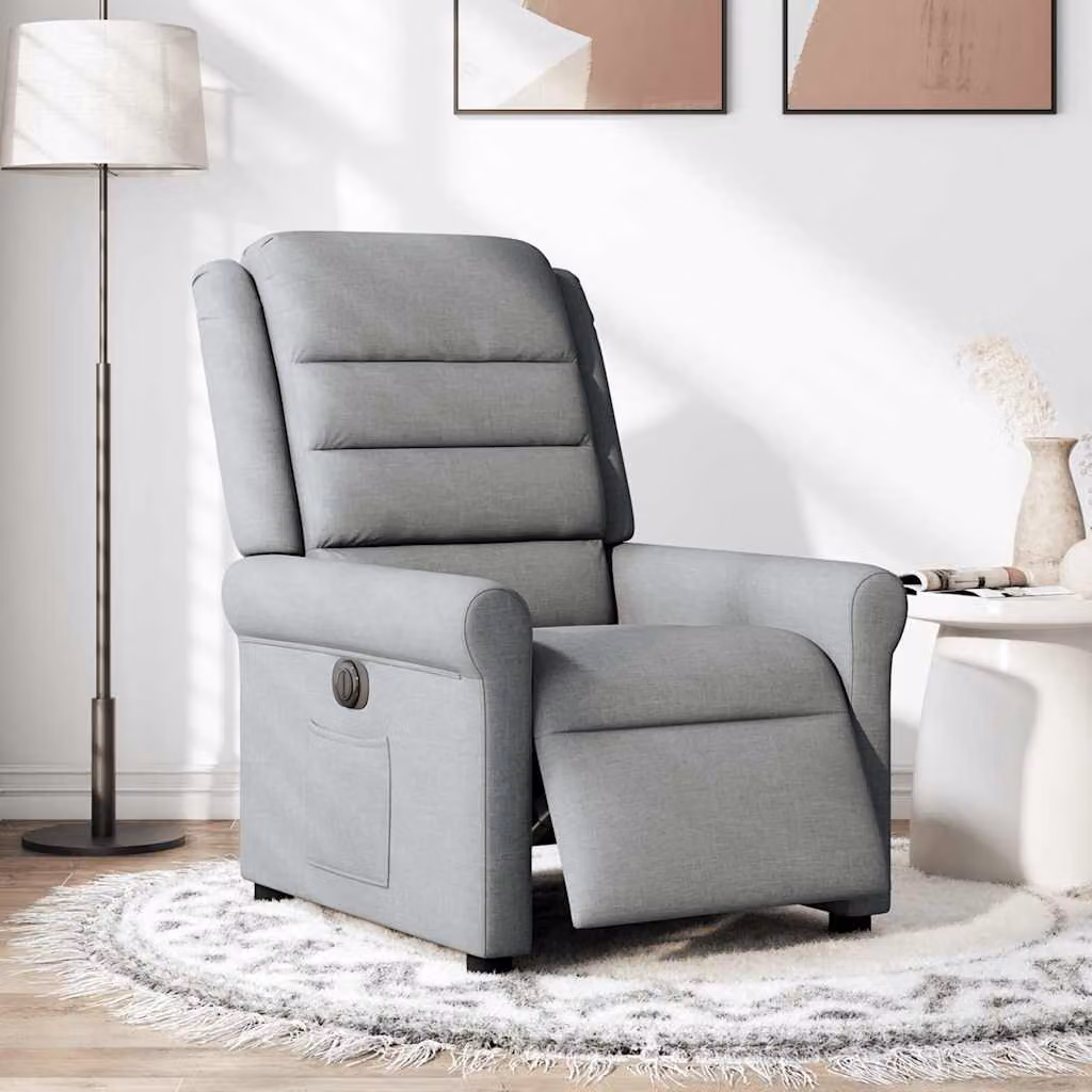vidaXL Poltrona Elettrica Reclinabile Grigio Chiaro in Tessuto