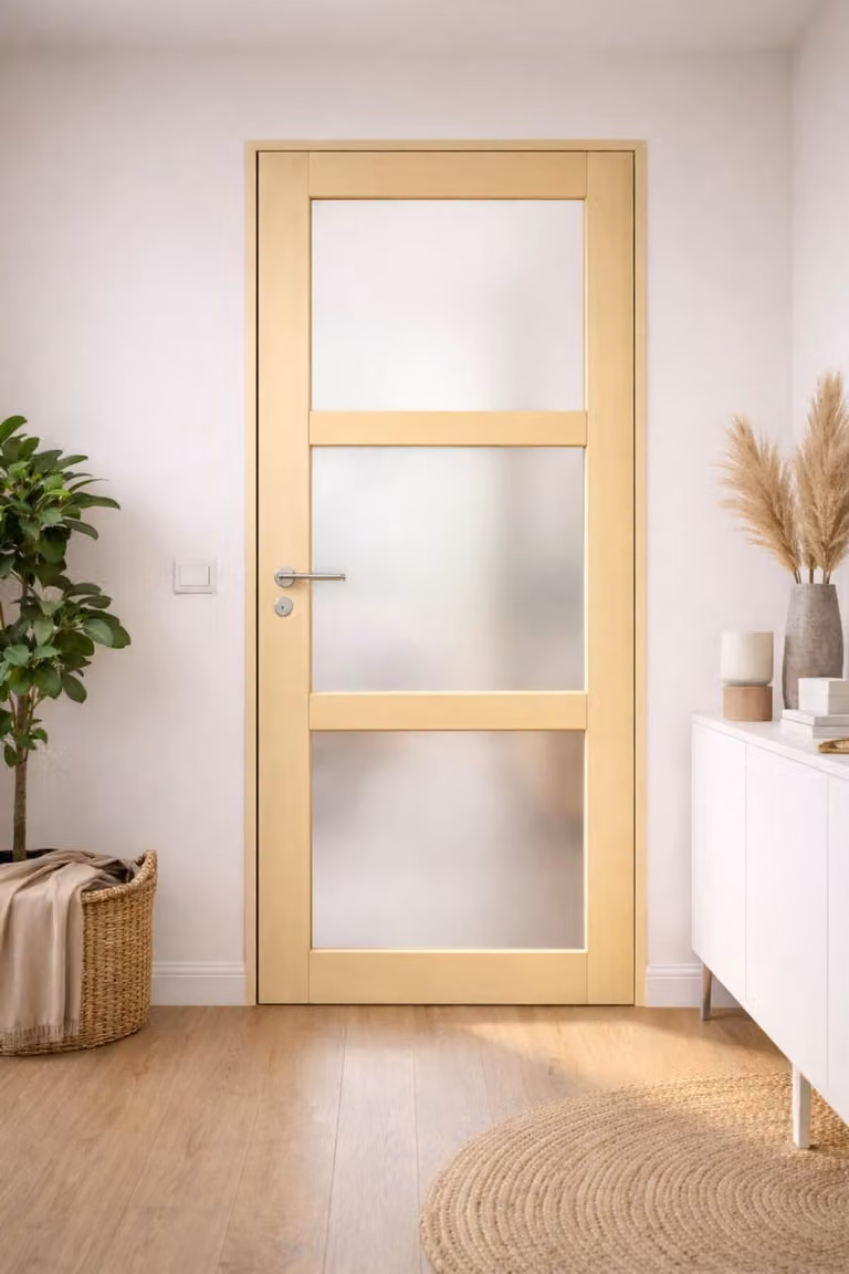 Bloc Porta Ayous Vetrata H204 x L83 cm, lato tavolo P. destro, maniglia Pomerol Gd Menuserie