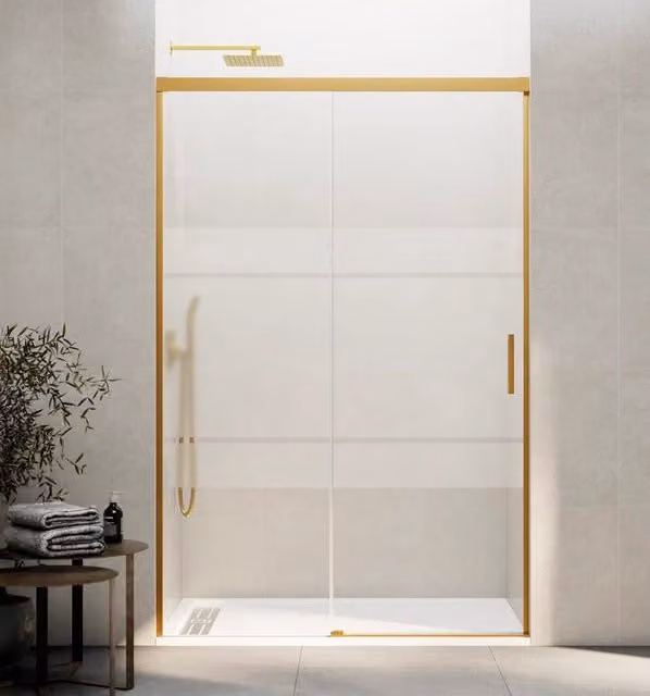 Box doccia frontale BASIC 1 fisso + 1 scorrevole 130-135 cm (51-56) oro vetro frost