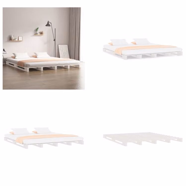vidaXL Letto pallet bianco 140x190 cm pino massiccio - Letto pallet - Letti pallet - Letto pallet - Letti pallet