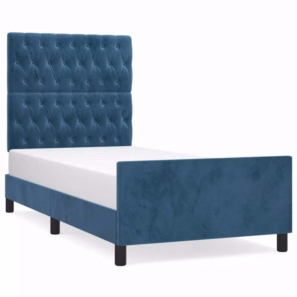 Giroletto vidaXL in Velluto Blu Scuro con Struttura in Legno di Larice L/P/H: 90 x 200 cm – 2