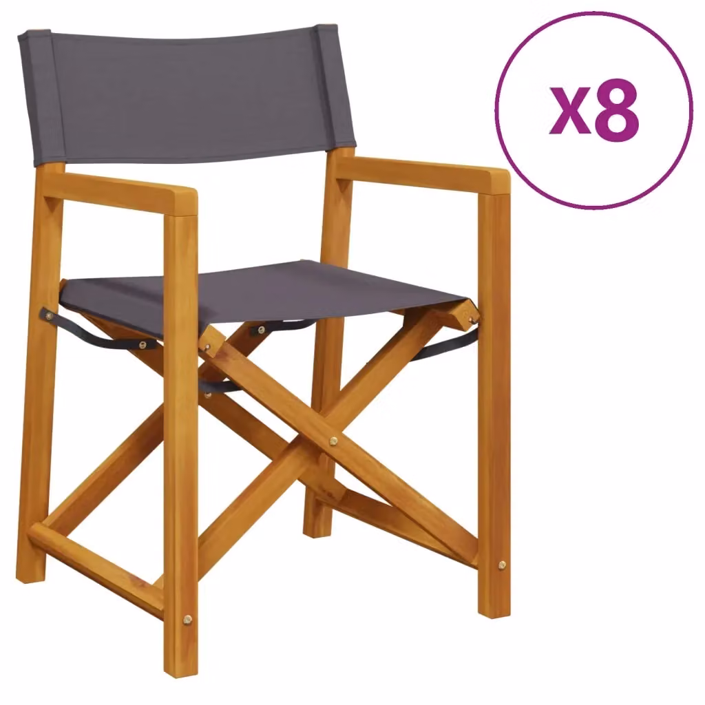 Set di 8 sedie da giardino vidaXL in legno di acacia oliato e tessuto grigio, impilabili e resistenti ai raggi UV – 2