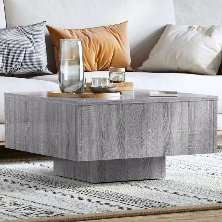 vidaXL Tavolino da salotto moderno in legno grigio, L 60 x P 60 x H 31,5 cm