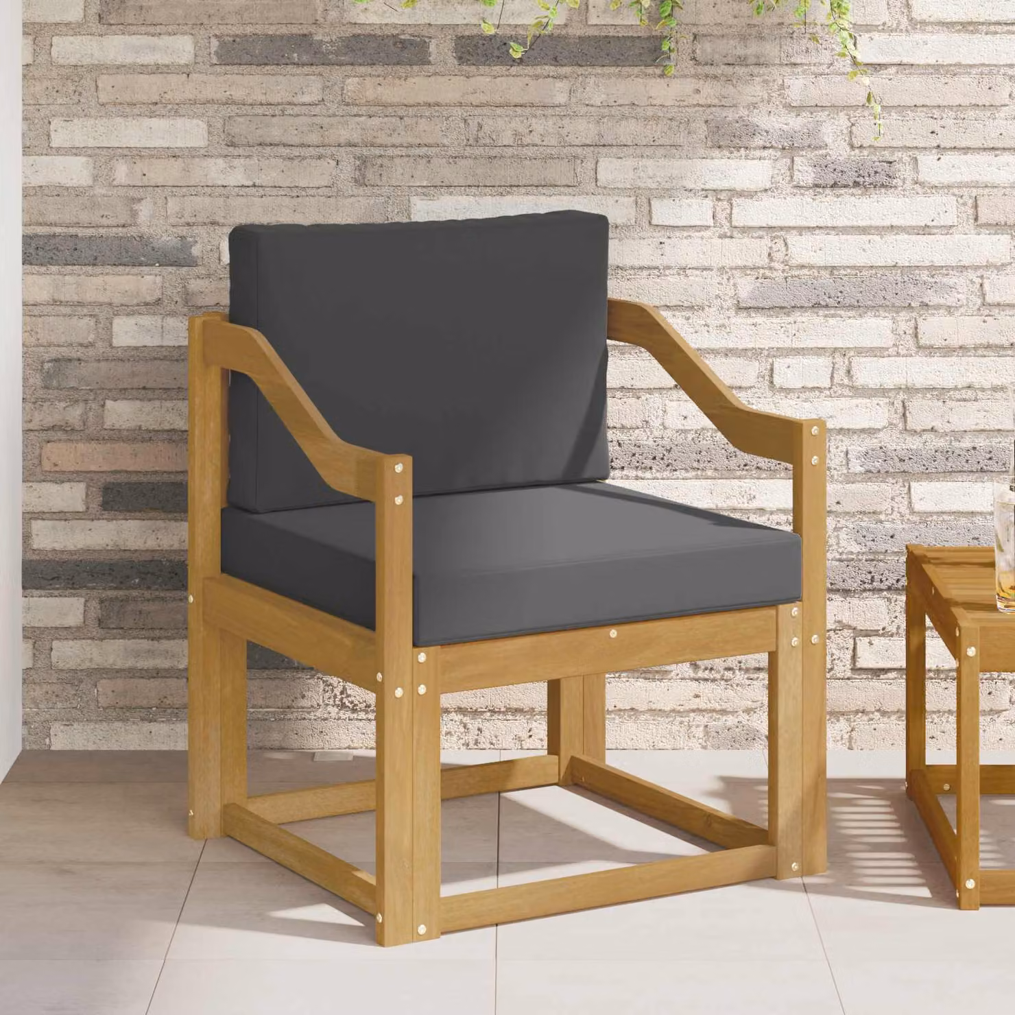 vidaXL Divano da esterno moderno in legno di acacia con cuscini bianchi e antracite