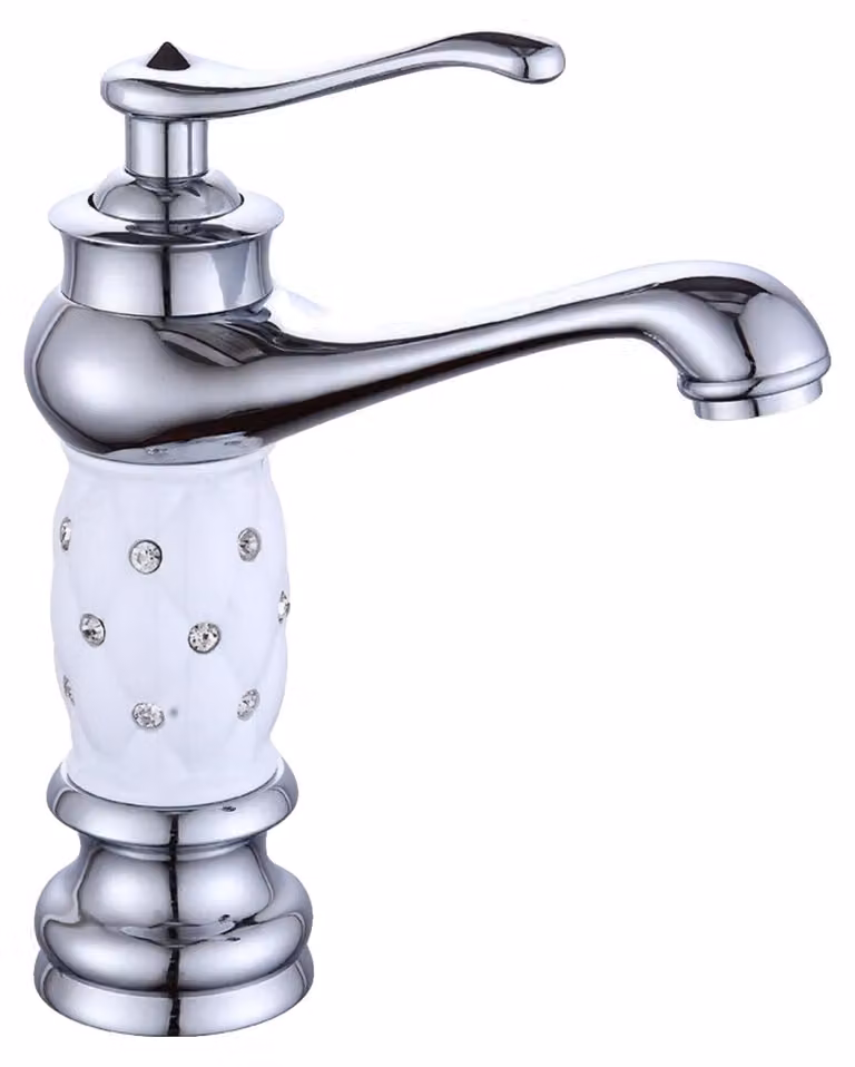 Rubinetto per lavabo, montaggio a vista, miscelatore monocomando, bianco argento