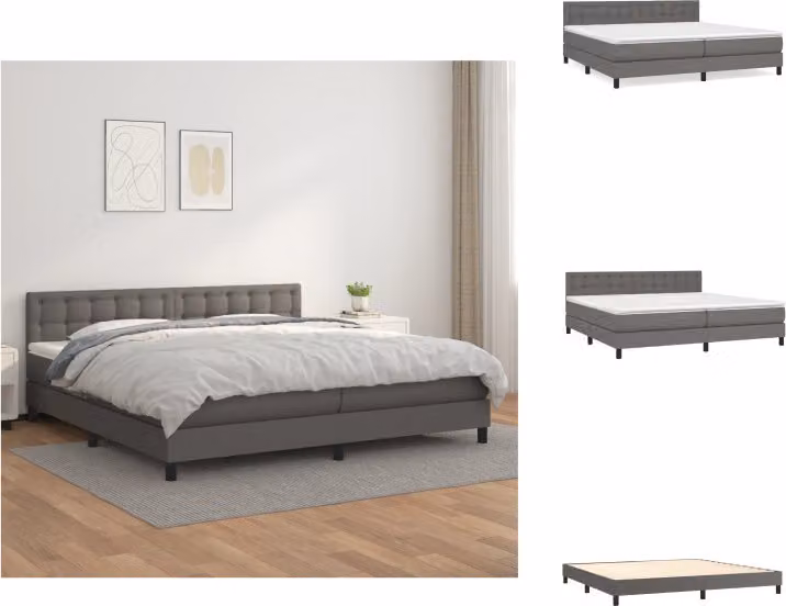 vidaXL Letto a molle con materasso grigio 200x200 cm in Pelle finta - Letti & strutture letto