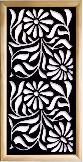 Moduli Decorativi Signorbit in Legno e PVC con Design Floreale Moderno, Colore Nero, L 73 cm x H 148 cm