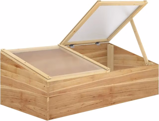 Mini serra da giardino in legno di abete e policarbonato marrone con tetto apribile per orto e piante ornamentali L 100 cm, P 50 cm, H 36 cm