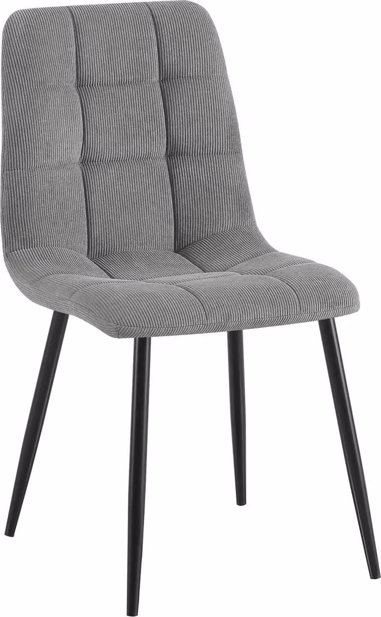 Sedia da pranzo - Sedia da cucina - Seduta confortevole, struttura in metallo, tessuto a coste grigio