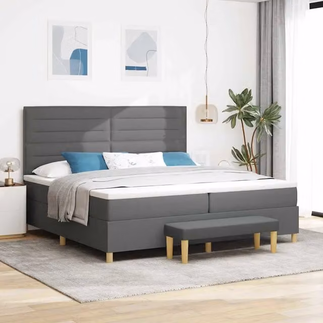 Letto a molle con materasso vidaXL in tessuto grigio L: 200 cm, P: 200 cm, H: 203 cm