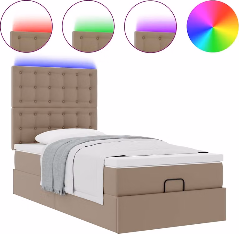 Struttura Letto Pouf con Materasso 90x190 cm Pelle finta
