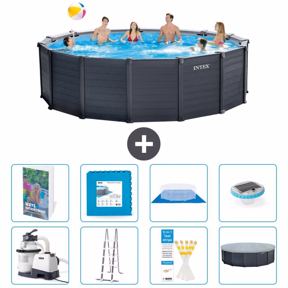 Pannello per piscina in grafite, modello Rund - 478x124 cm - composto da 7 elementi, codice S674