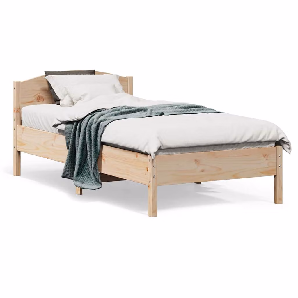 Letto singolo vidaXL in legno massello di pino marrone senza materasso L: 74.5 cm, P: 195.5 cm, H: 80.5 cm