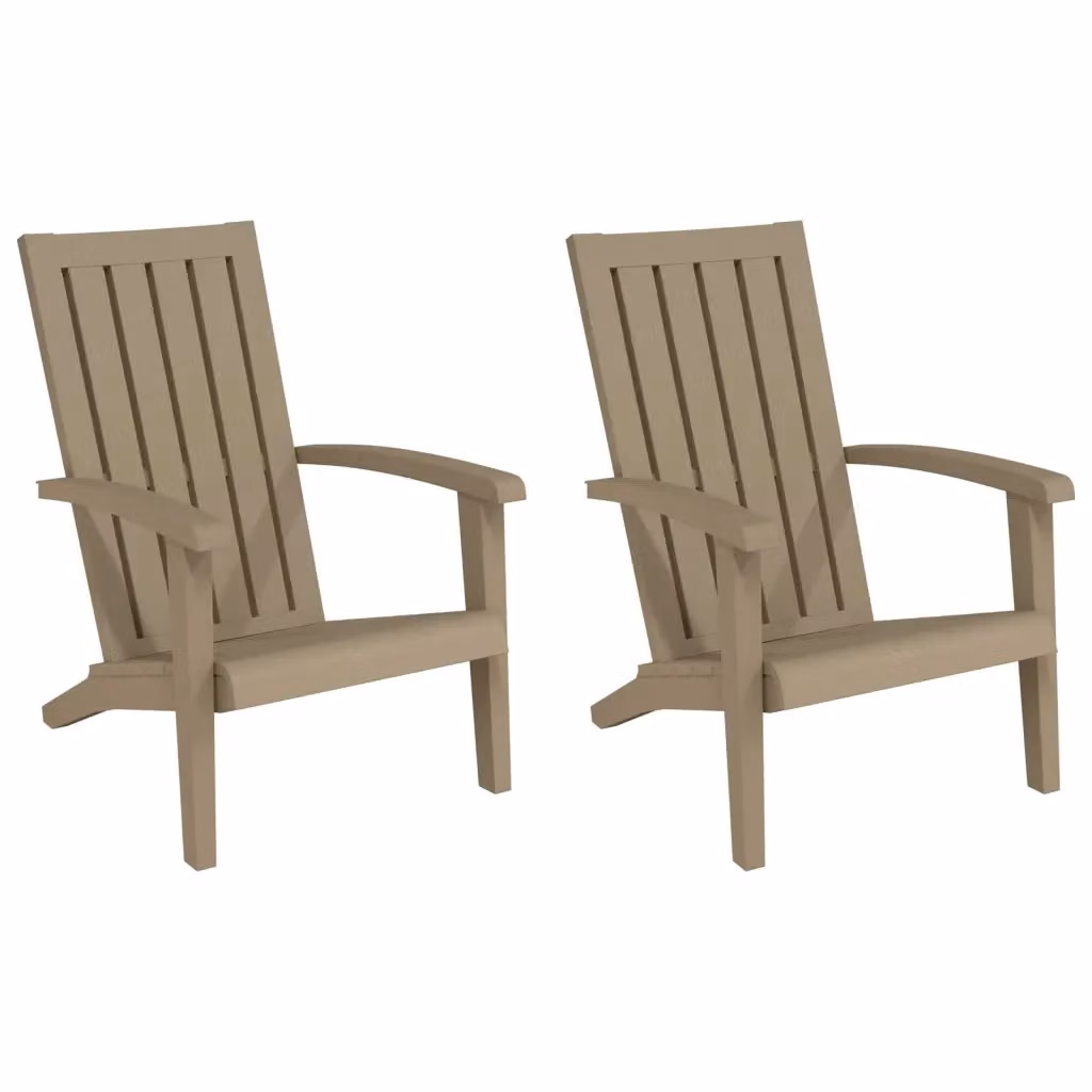 Set di 2 sedie Adirondack da giardino vidaXL in polipropilene marrone con braccioli e resistenza ai raggi UV – 2