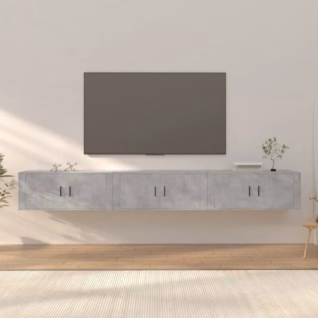 Mobili Porta TV a Parete 3 pz Grigio Cemento 100x34,5x40 cm 3188378