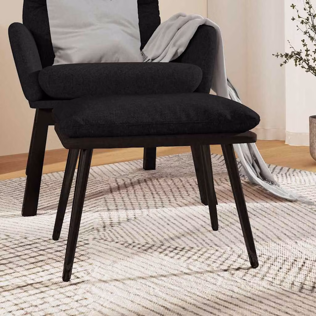 Poggiapiedi vidaXL Nero in Tessuto e Similpelle L: 45 cm, P: 29,5 cm, H: 35 cm