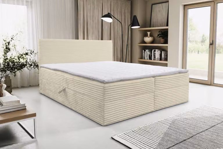 VENASI TILLY letto a molle 180x200 con 2 reti H2/H3 materasso BEIGE Cord TILIA