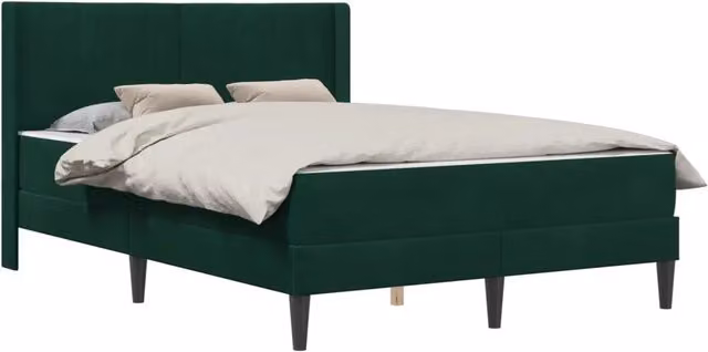 Letto matrimoniale | Letto per adulti | Struttura letto con materasso Verde Scuro 120 x 190 cm Velluto