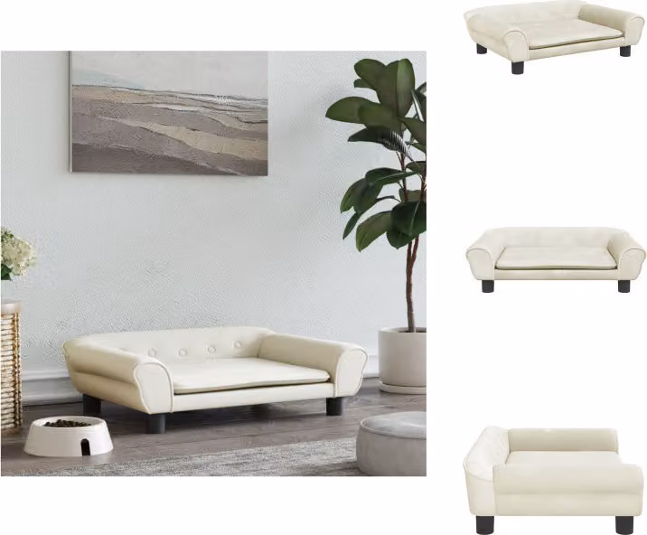 vidaXL Letto per cani Crema 70x48x22 cm in velluto - Letti per cani