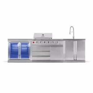Cucina da esterno GORILLER® SILVERBACK M1, grill a gas con doppio frigorifero e lavello, acciaio inox, argento