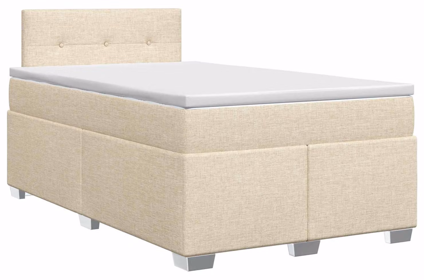 Letto a molle con materasso crema 120 x 200 cm in tessuto