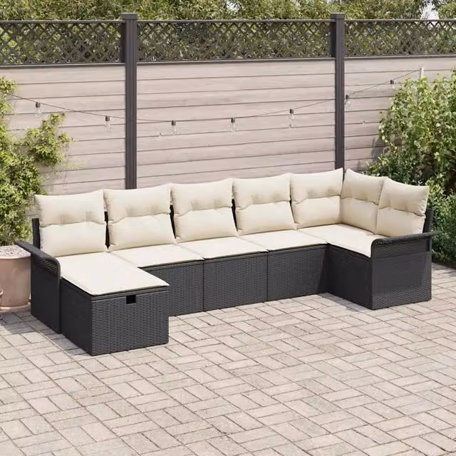 Set Divano da Giardino 7 pz Poly Rattan 3360228