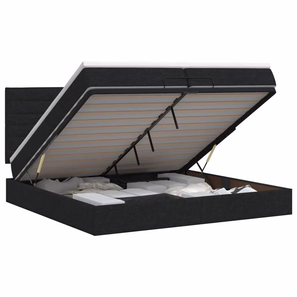 Letto ottomano con materasso vidaXL in tessuto nero L 200 x P 200 x H 88 cm – 2