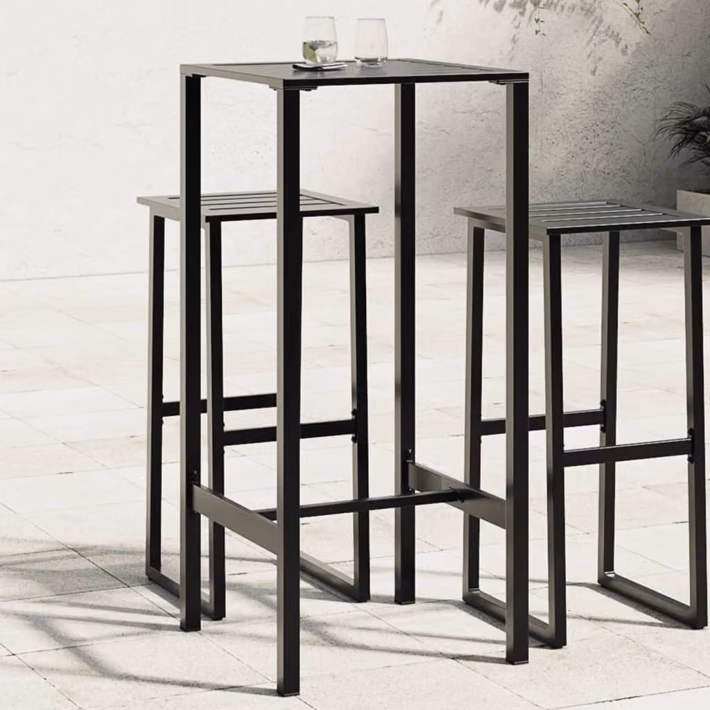 vidaXL Tavolo da Bar Moderno Nero in Acciaio Verniciato a Polvere L/P/H: 50 x 50 x 110 cm
