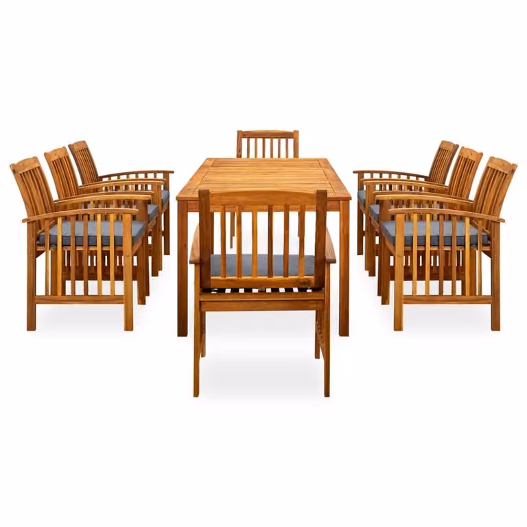vidaXL Set da pranzo da giardino 9 pezzi con cuscini in legno massiccio di acacia