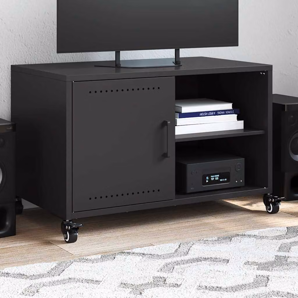 Carrello Mobile per TV vidaXL Nero in Metallo L: 68 cm, P: 39 cm, H: 43,5 cm