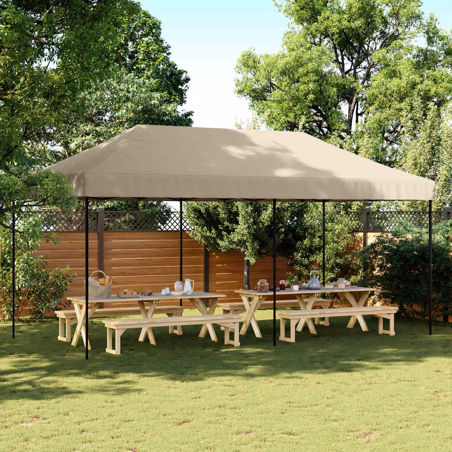 vidaXL Tenda Party in Tessuto Oxford Beige L: 292 cm, P: 580 cm, H: 315 cm