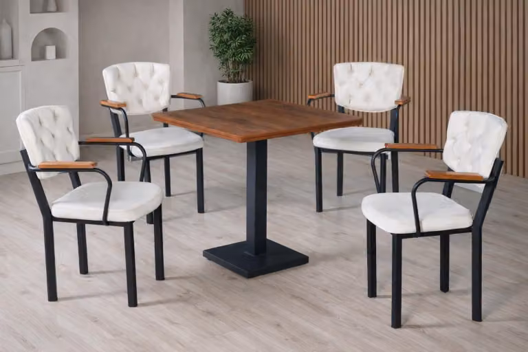 Tavolo, sedia, stile moderno, colore bianco e nero, comodo, versatile, per la sala da pranzo