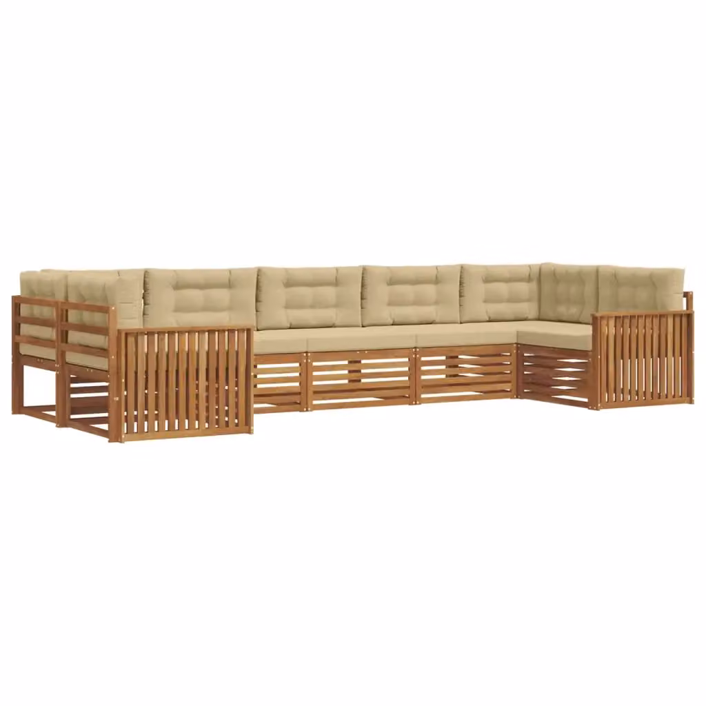 Set di divani da esterno a L con 7 pezzi vidaXL in legno di acacia, colore beige e marrone – 2
