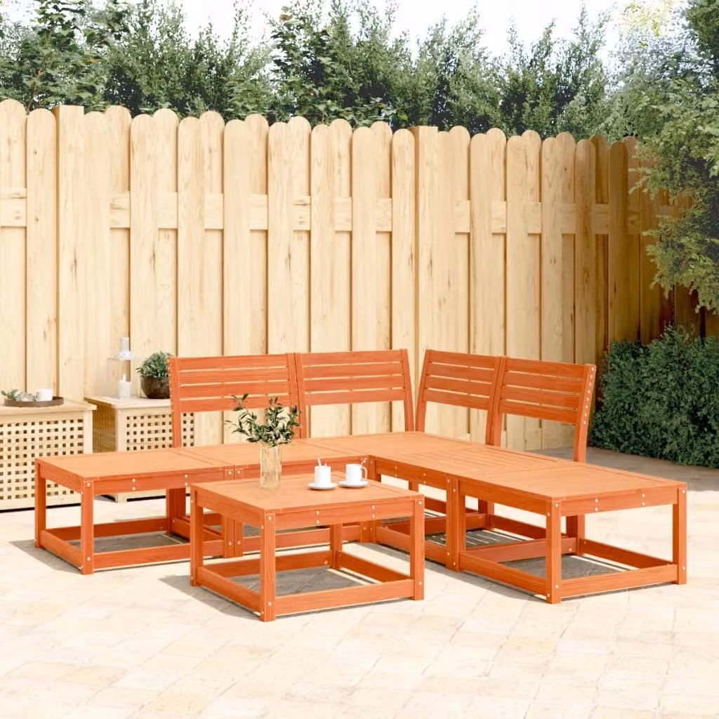 Maison Exclusive - Set Divani da Giardino 5 pz Marrone Cera Legno Massello Pino
