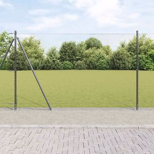 Recinzione esagonale con base in cemento 10 x 1,5 m Grigio Rete 3353634