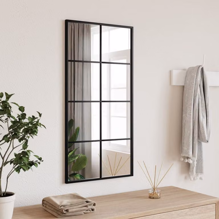 Specchio da parete rettangolare vidaXL in metallo e vetro nero L: 40 cm, H: 80 cm