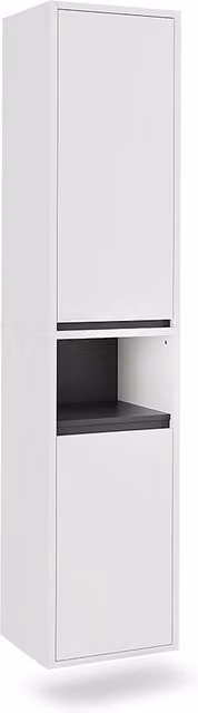 Mobile alto Vicco per bagno bianco e grigio con 2 ante e ripiano aperto L 38 cm, P 32 cm, H 170 cm