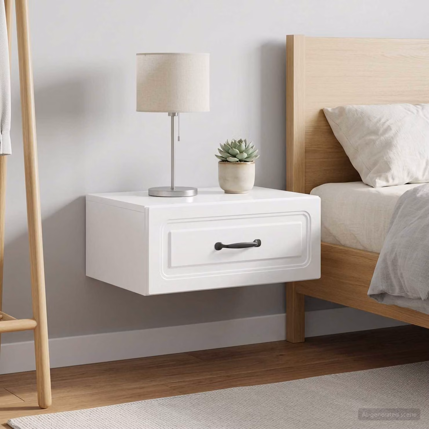 Set di 2 comodini sospesi vidaXL in bianco lucido L 49 cm x P 34,5 cm x H 20 cm