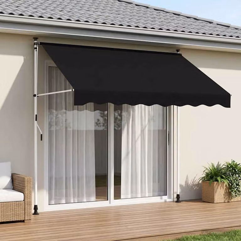 Tenda retrattile manuale vidaXL in poliestere, Nero, L: 300 cm